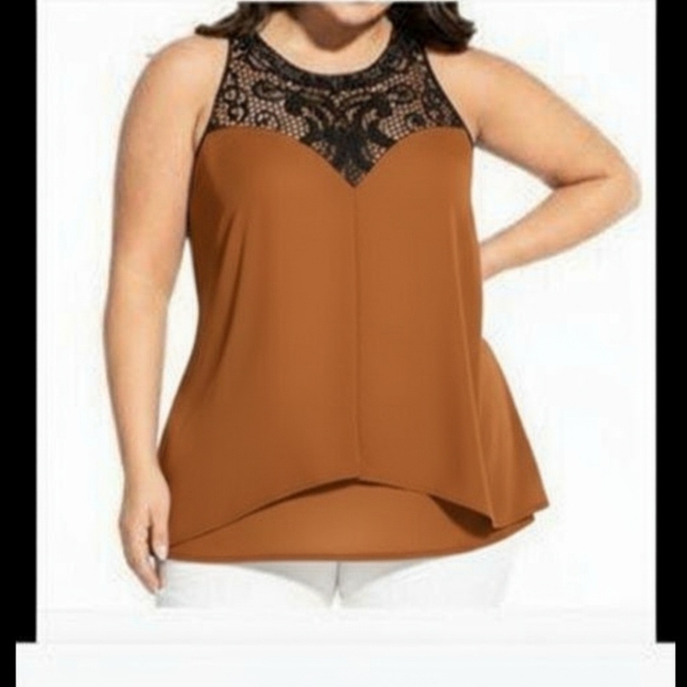 NWT City Chic Motif Neck Amber Top Sz S (16)